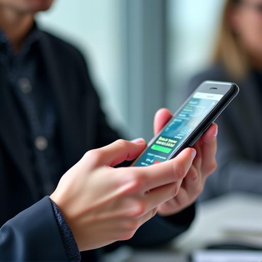 Professionnel utilisant le microlearning sur son smartphone